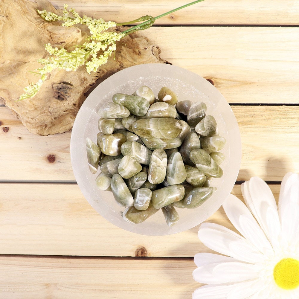 Green Amethyst Tumbled Stones | Prasiolite Crystal