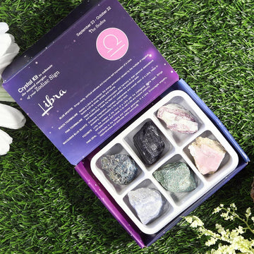 Libra Zodiac Crystal Kit, Crystal Set for Birthday, Horoscope, Astrology. 6 Birthstones in a Gift Box, Crystal Bundles