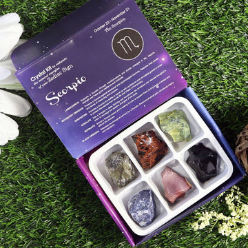 Scorpio Zodiac Crystal Kit, Crystal Set for Birthday, Horoscope, Astrology. 6 Birthstones in a Gift Box, Crystal Bundles