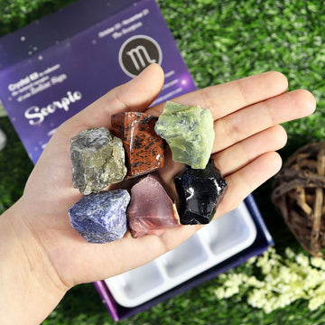 Scorpio Zodiac Crystal Kit, Crystal Set for Birthday, Horoscope, Astrology. 6 Birthstones in a Gift Box, Crystal Bundles