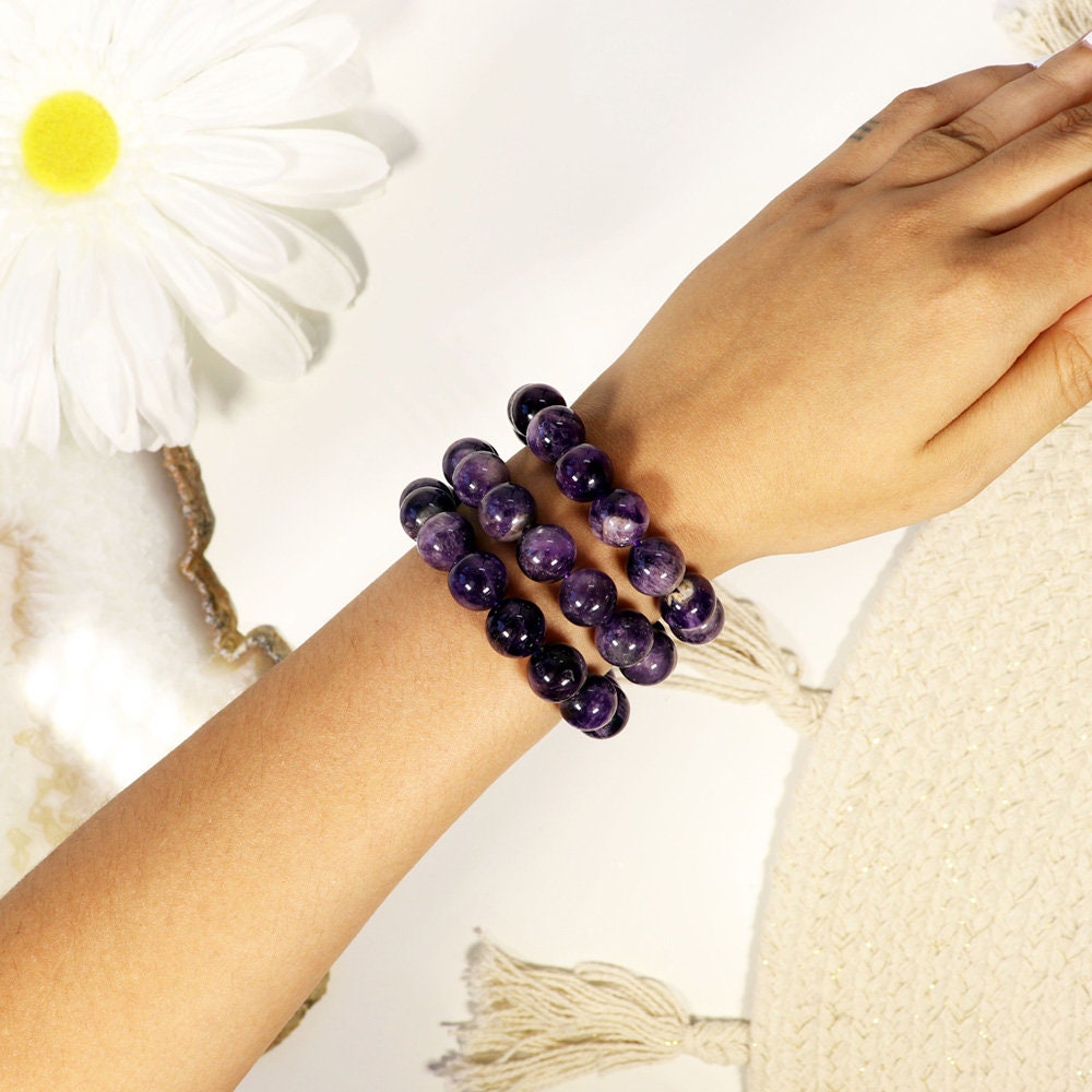 Genuine Amethyst Bracelet, Crystal for Anxiety, Unlocking Psychic Abilities