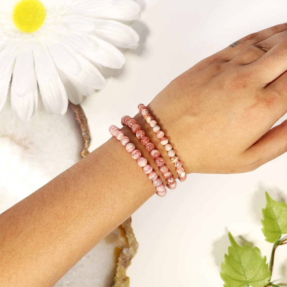 High Quality Rhodochrosite Bracelet 6mm - Heart Chakra