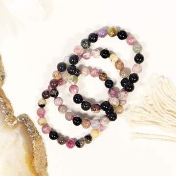 Watermelon Tourmaline Bracelet | Watermelon Tourmaline Jewelry | Gemstone Beaded Bracelet