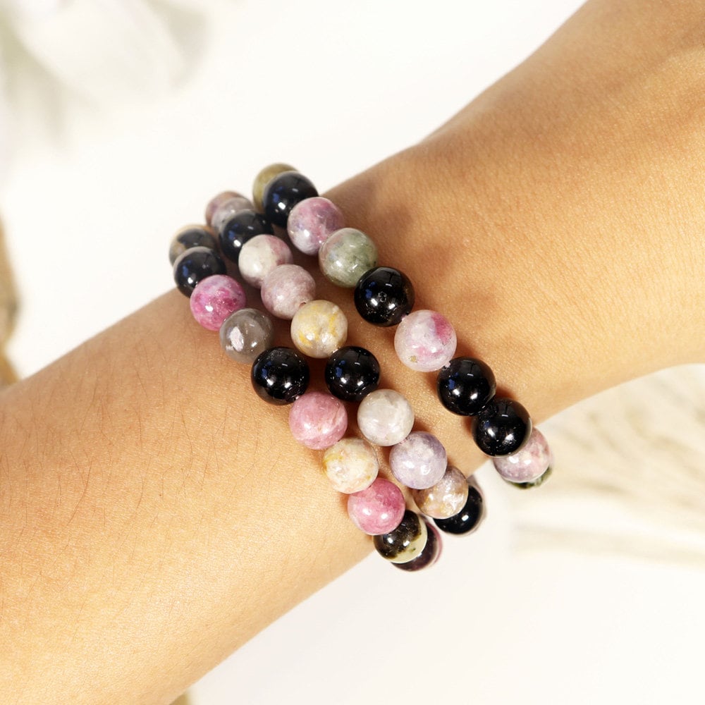 Watermelon Tourmaline Bracelet | Watermelon Tourmaline Jewelry | Gemstone Beaded Bracelet