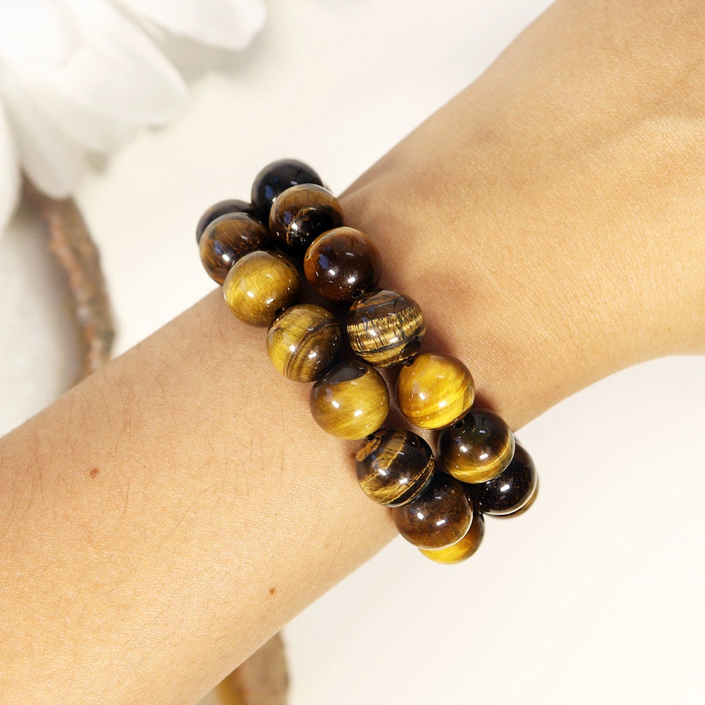 Genuine Tigers Eye Gemstone Bracelet, Grounding & Protection Crystal, Beginner Crystal - SOLD PER PIECE