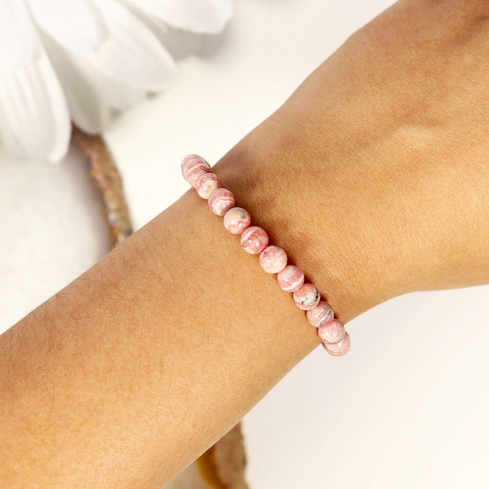 High Quality Rhodochrosite Bracelet 6mm - Heart Chakra