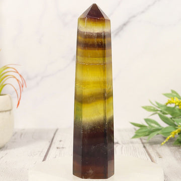 Fluorite Point with Smoky Stripe | Fluorite Crystal for Grounding | Flourite Tower