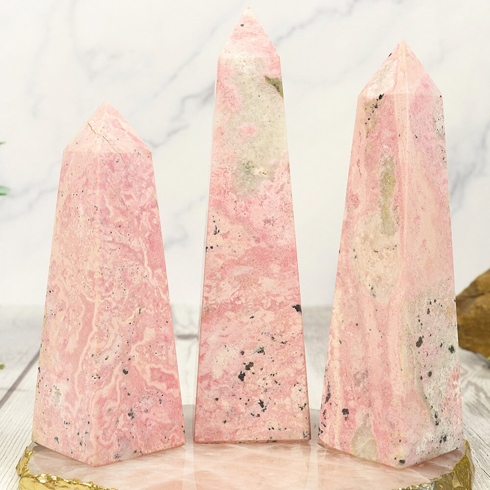 Rhodonite Crystal Obelisk, Perfect Gift for Mother's Day, Valentine's Day. Beautiful Home Décor