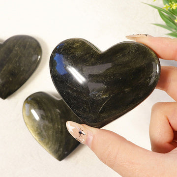 Golden Sheen Obsidian Heart | Golden Sheen Obsidian Gemstone | Golden Sheen Obsidian Gift of Affection