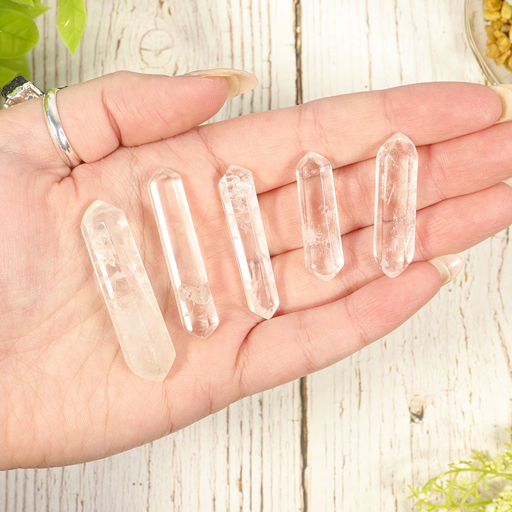 Double Terminated Quartz, Healing Crystal, Natural Clear Quartz Crystal for Meditation - SET OF ONE