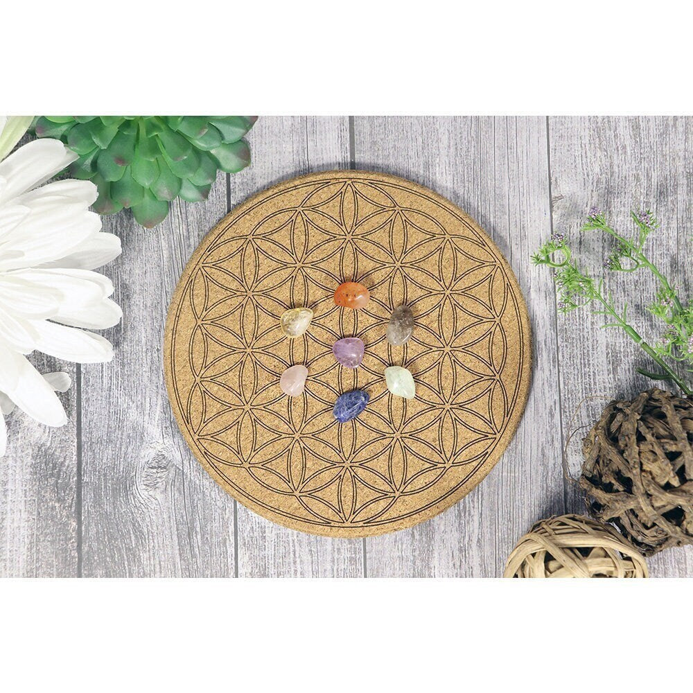 Flower of Life Cork Crystal Grid | Crystal Grid Board