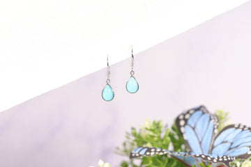 Genuine Amazonite Earrings, Tear Drop Earrings, Crystal Earrings, Sterling Silver, Dangle Earrings