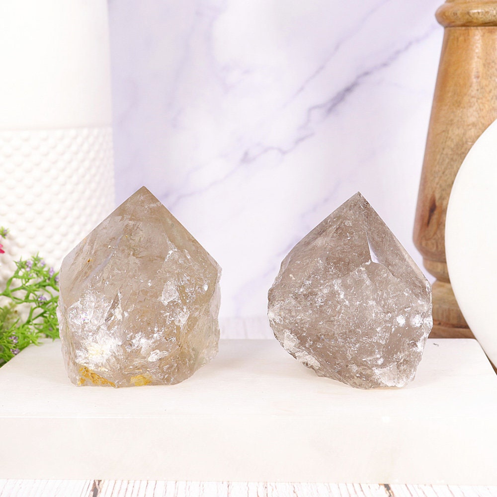 Smoky Quartz Point | Natural Smoky Quartz Base Cut | Neat Home Decor Piece