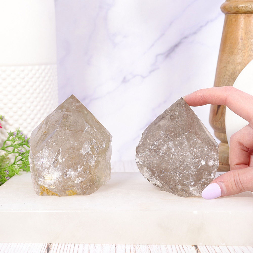 Smoky Quartz Point | Natural Smoky Quartz Base Cut | Neat Home Decor Piece