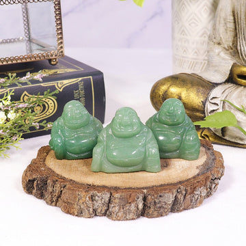 Green Aventurine Mini Happy Buddha Statue, Healing, Prosperity, Wealth, Carved Gemstone Buddha - SOLD PER PIECE