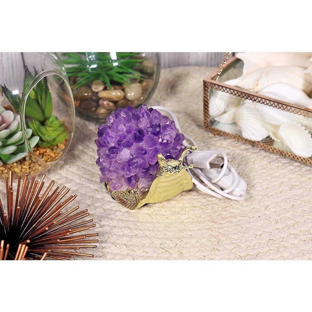 Amethyst Crystal Lamp, Amethyst Snail USB Lamp