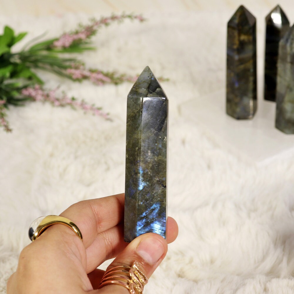 Genuine Labradorite Crystal Tower, Gemstone Generator, Transformation & Calming Crystal, - SOLD PER PIECE