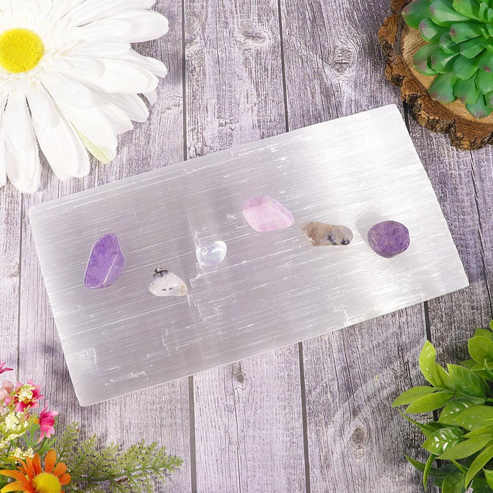 XL Selenite Slab, Natural Moroccan Hand made Plate for Charging, Crystal Cleansing