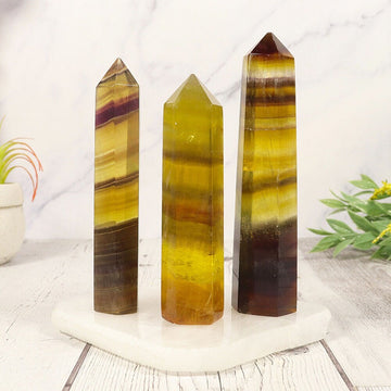 Fluorite Point with Smoky Stripe | Fluorite Crystal for Grounding | Flourite Tower