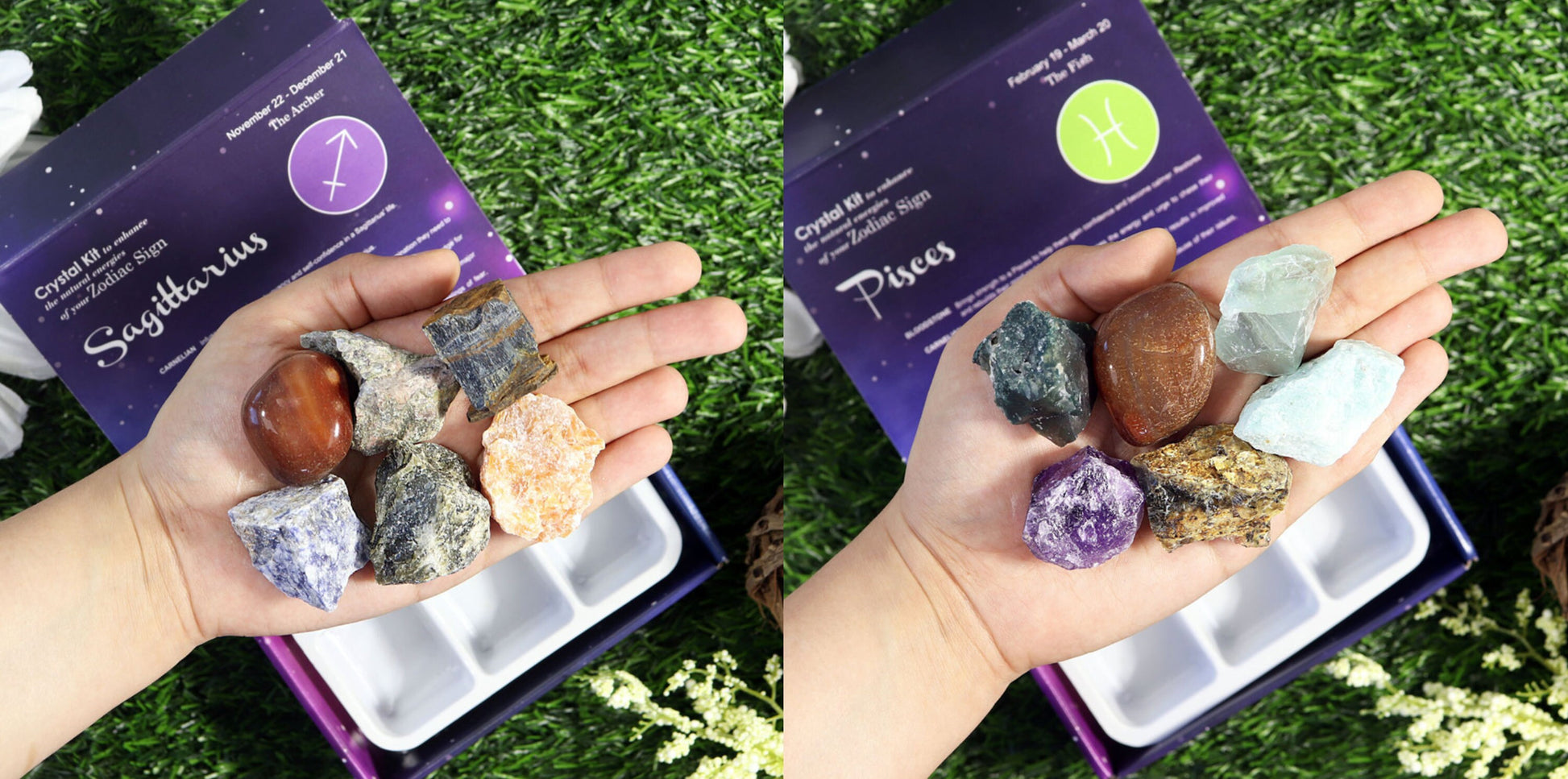 Zodiac Crystal Kit, Crystal Set for Astrology Star Signs, Perfect Birthday Gift, Ethically Sourced, Authentic Rough Stones