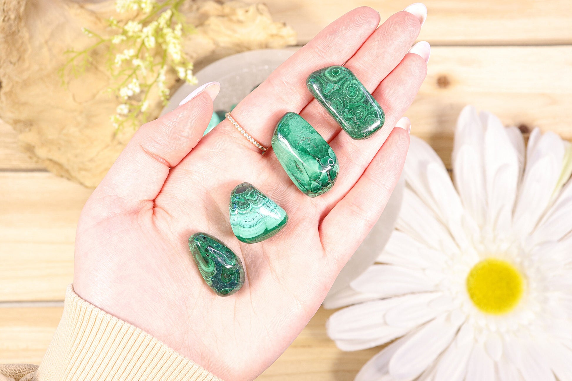 Malachite Tumble Stones, Natural Polished Gemstone, Jewelry, DIY, Ethically Sourced