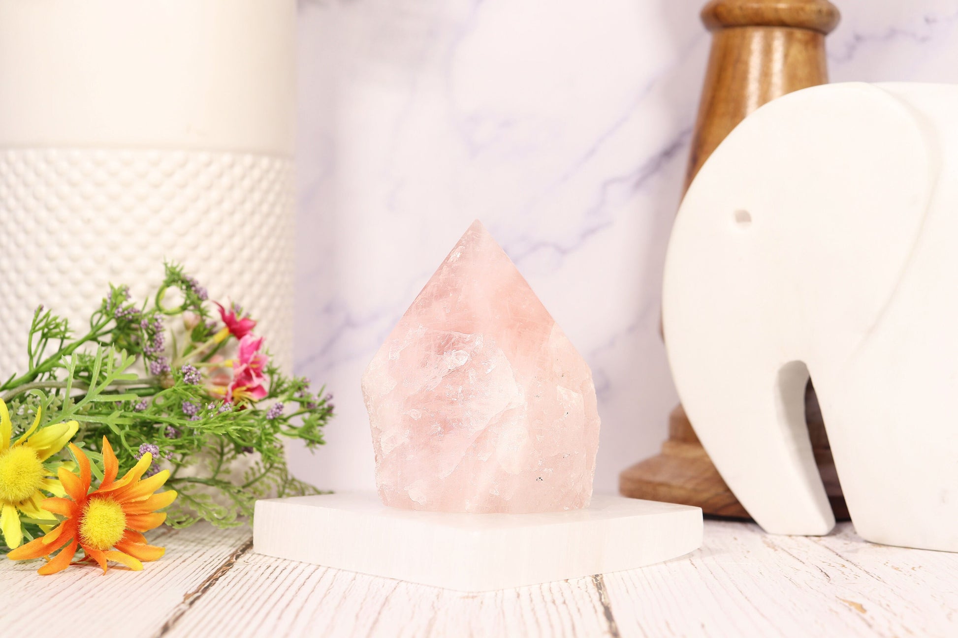 Rose Quartz Point with Natural Base, Perfect for Mother's Day, Home Decor