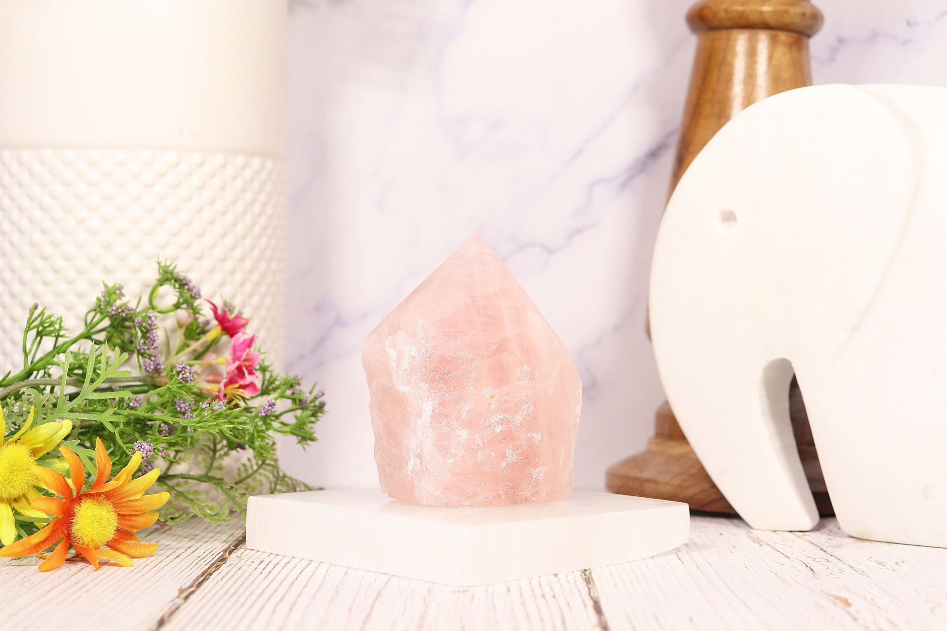 Rose Quartz Point with Natural Base, Perfect for Mother's Day, Home Decor