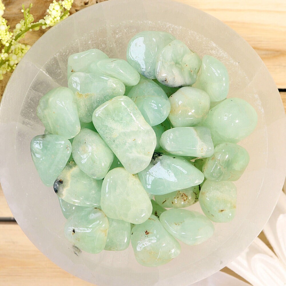 Wholesale Lot of Prehnite Tumble Stones, Natural Polished Gemstone, Jewelry, DIY, Ethically Sourced