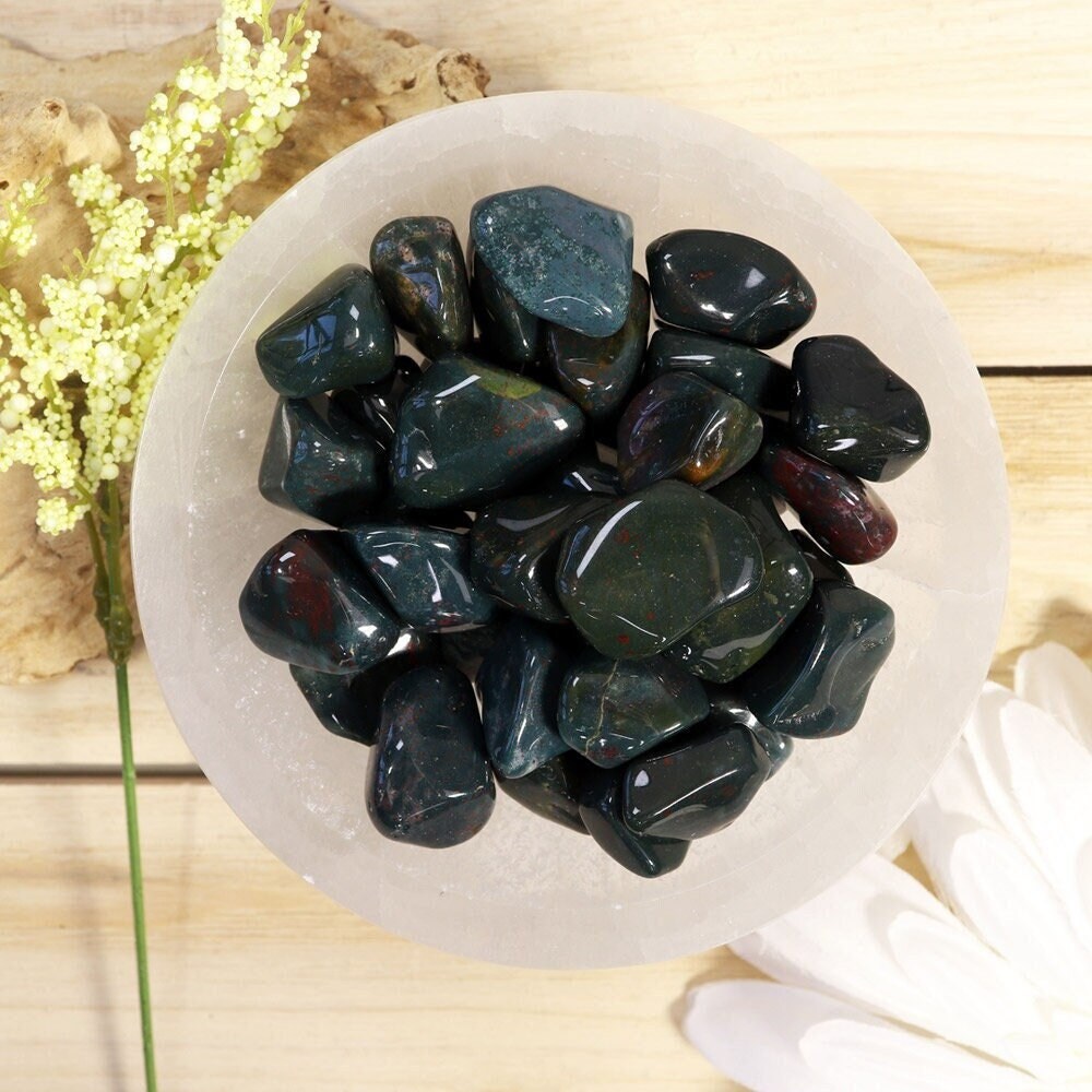 Wholesale Lot of Blood Stone Tumbled Stones, Natural Polished Gemstone, Jewelry, DIY, Ethically Sourced