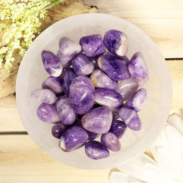 Wholesale Lot of Chevron Amethyst Tumbled Stones, Natural Polished Gemstone, Jewelry, DIY, Ethically Sourced