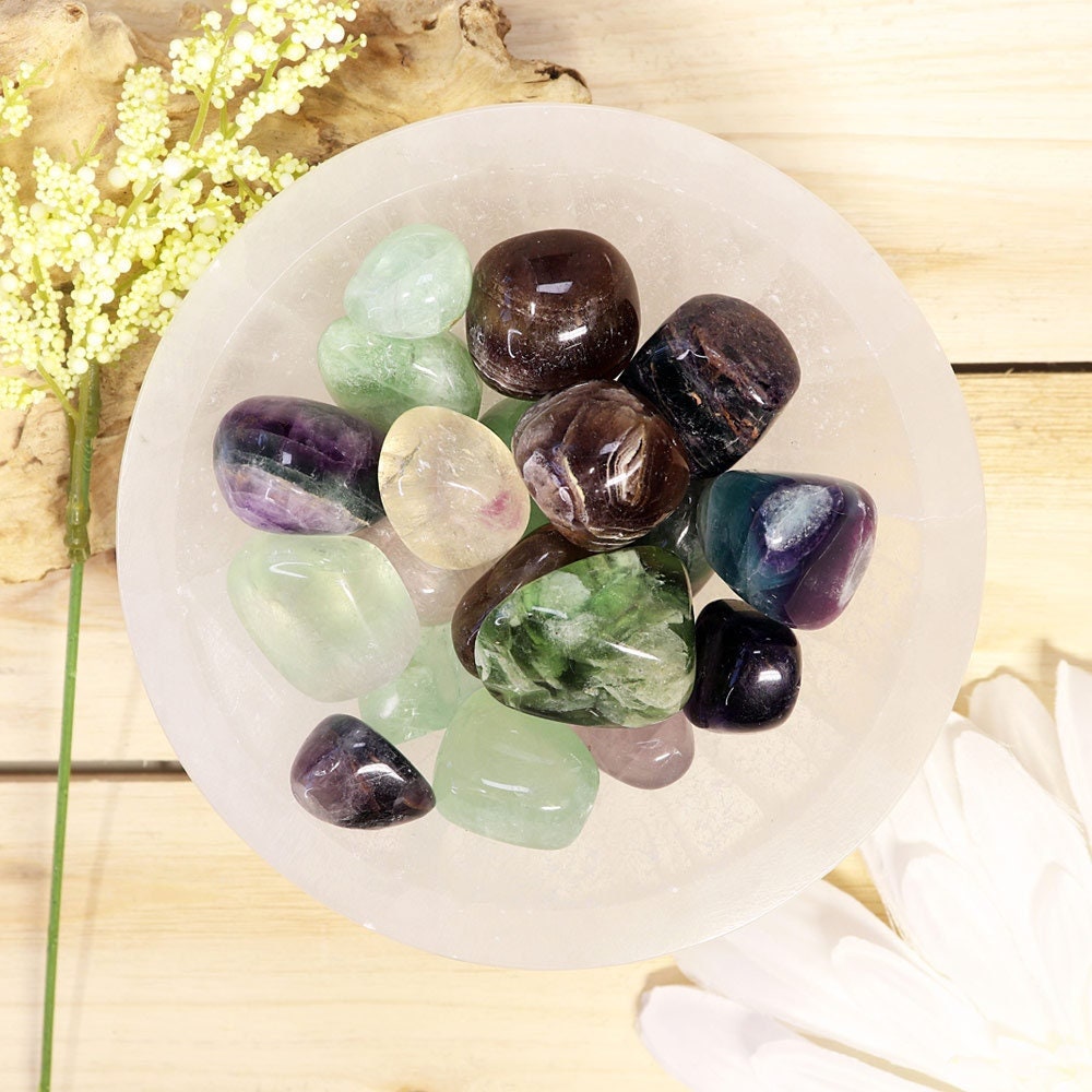 Wholesale Lot of Fluorite Tumbled Stones, Natural Polished Gemstone, Jewelry, DIY, Ethically Sourced