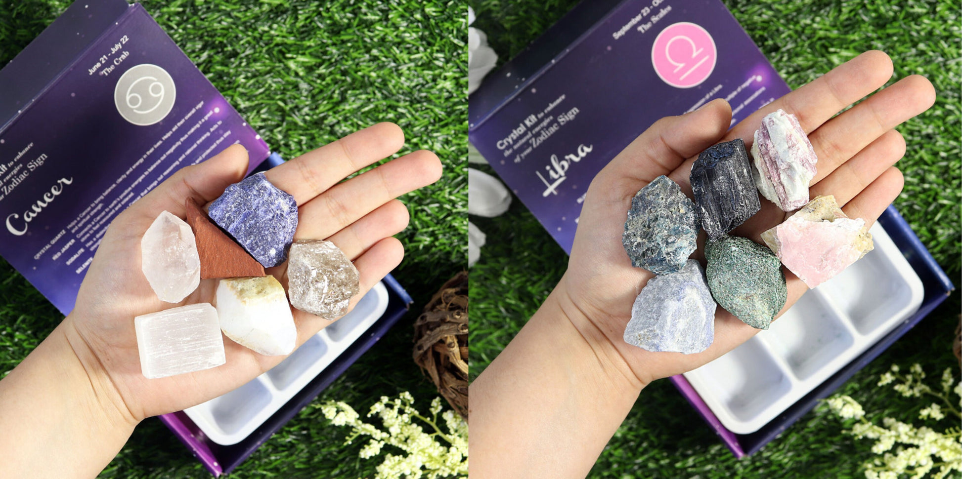 Zodiac Crystal Kit, Crystal Set for Astrology Star Signs, Perfect Birthday Gift, Ethically Sourced, Authentic Rough Stones