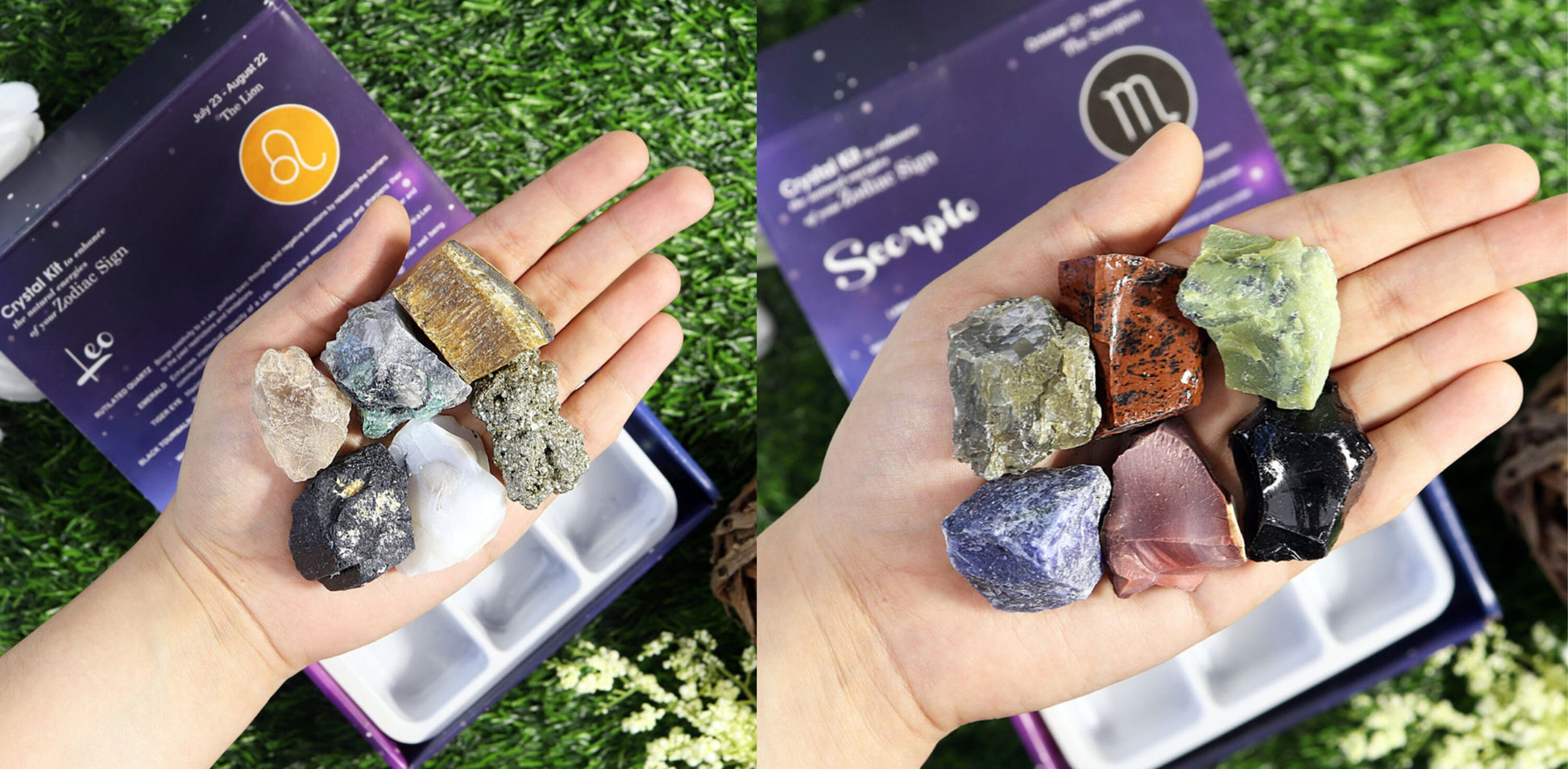 Zodiac Crystal Kit, Crystal Set for Astrology Star Signs, Perfect Birthday Gift, Ethically Sourced, Authentic Rough Stones