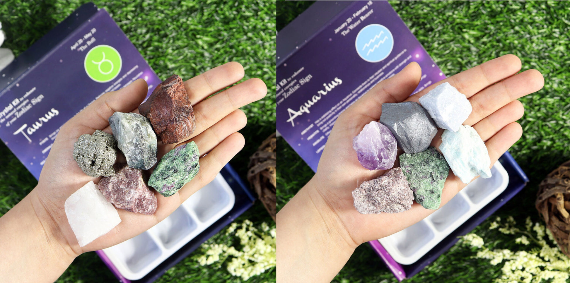 Zodiac Crystal Kit, Crystal Set for Astrology Star Signs, Perfect Birthday Gift, Ethically Sourced, Authentic Rough Stones