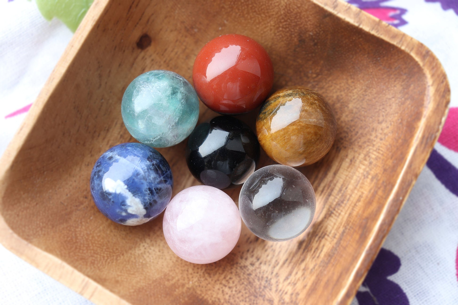 Genuine Crystal Mini Sphere Set, Balance and Harmonize your Chakras, Polished Gemstones