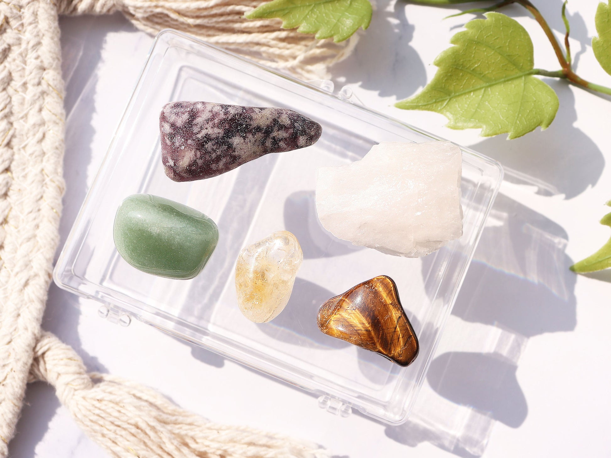 Beginner Crystal Kit, Natural Gemstones for Healing, Prosperity, Balance, Tranquility, and Energy Work