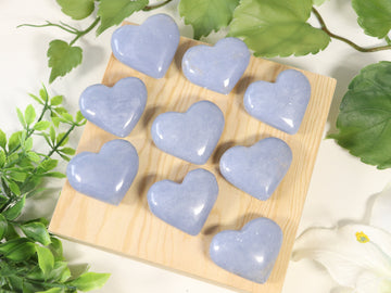 Natural Angelite Hearts, Angelite Guiding Crystal for Healing