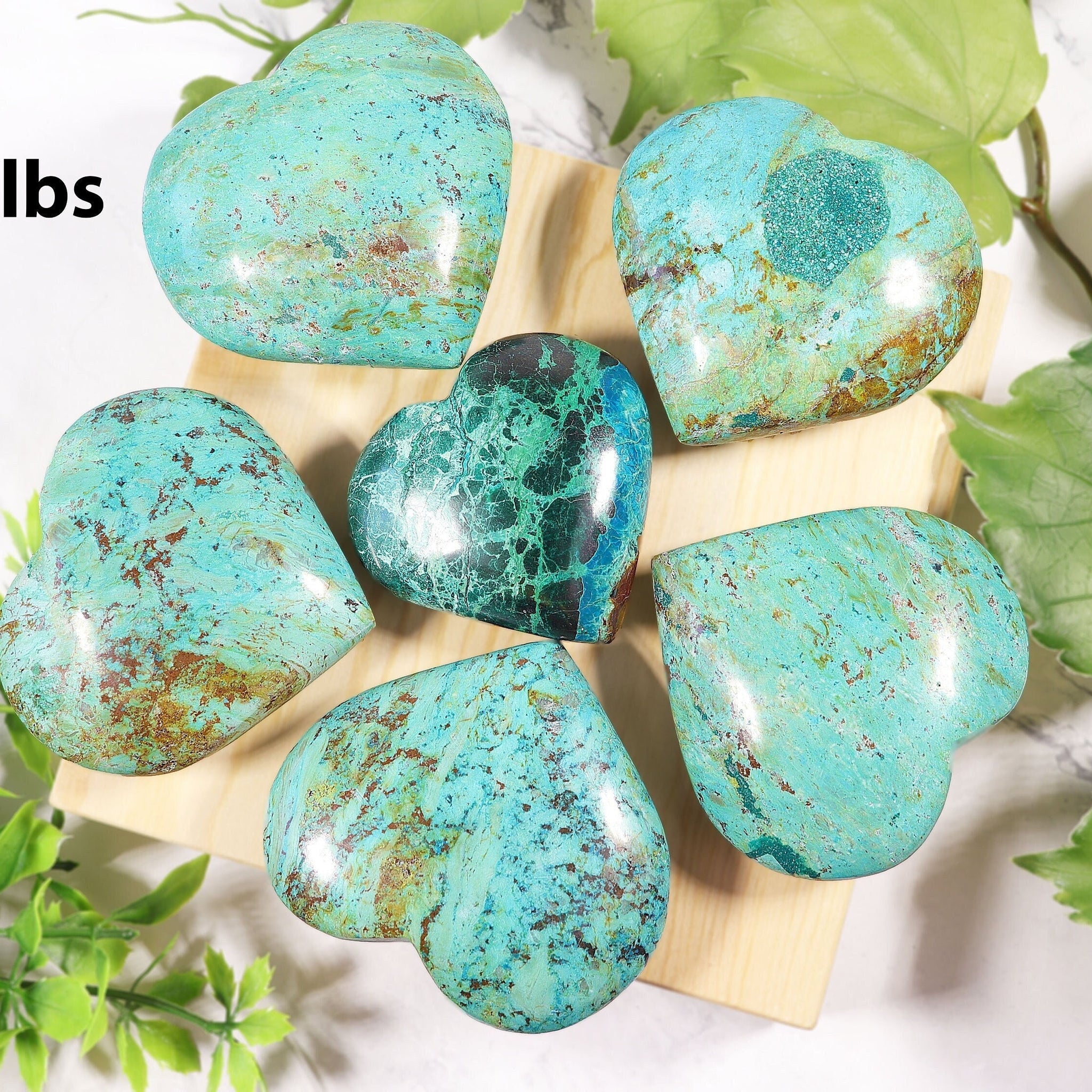 Natural Chrysocolla Crystal Heart, Natural Polished Gemstone, Ethically Sourced