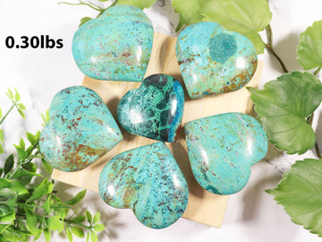 Natural Chrysocolla Crystal Heart, Natural Polished Gemstone, Ethically Sourced