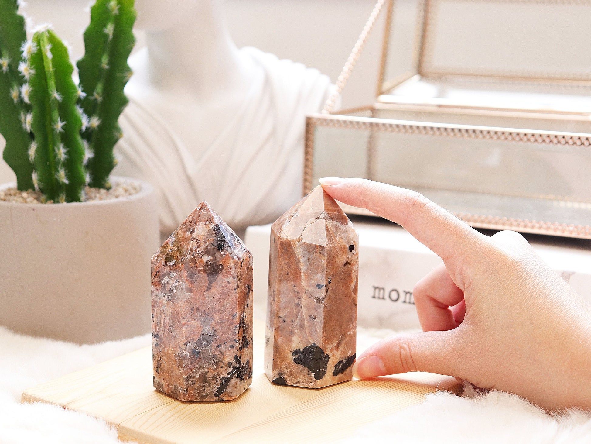 Black Tourmaline with Feldspar Tower, Black Tourmaline Point, Ethically Sourced, Self-Confidence, Power