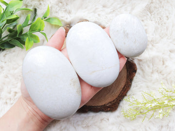 Scolecite Palm Stones, Ethically Sourced, Meditation and Dream Stone, Tranquility and Peace