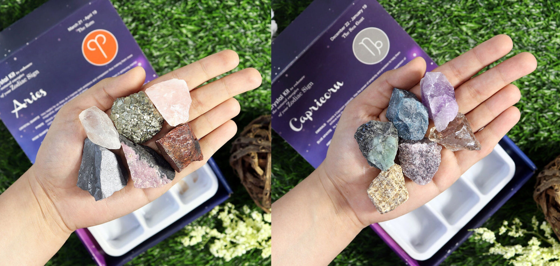 Zodiac Crystal Kit, Crystal Set for Astrology Star Signs, Perfect Birthday Gift, Ethically Sourced, Authentic Rough Stones