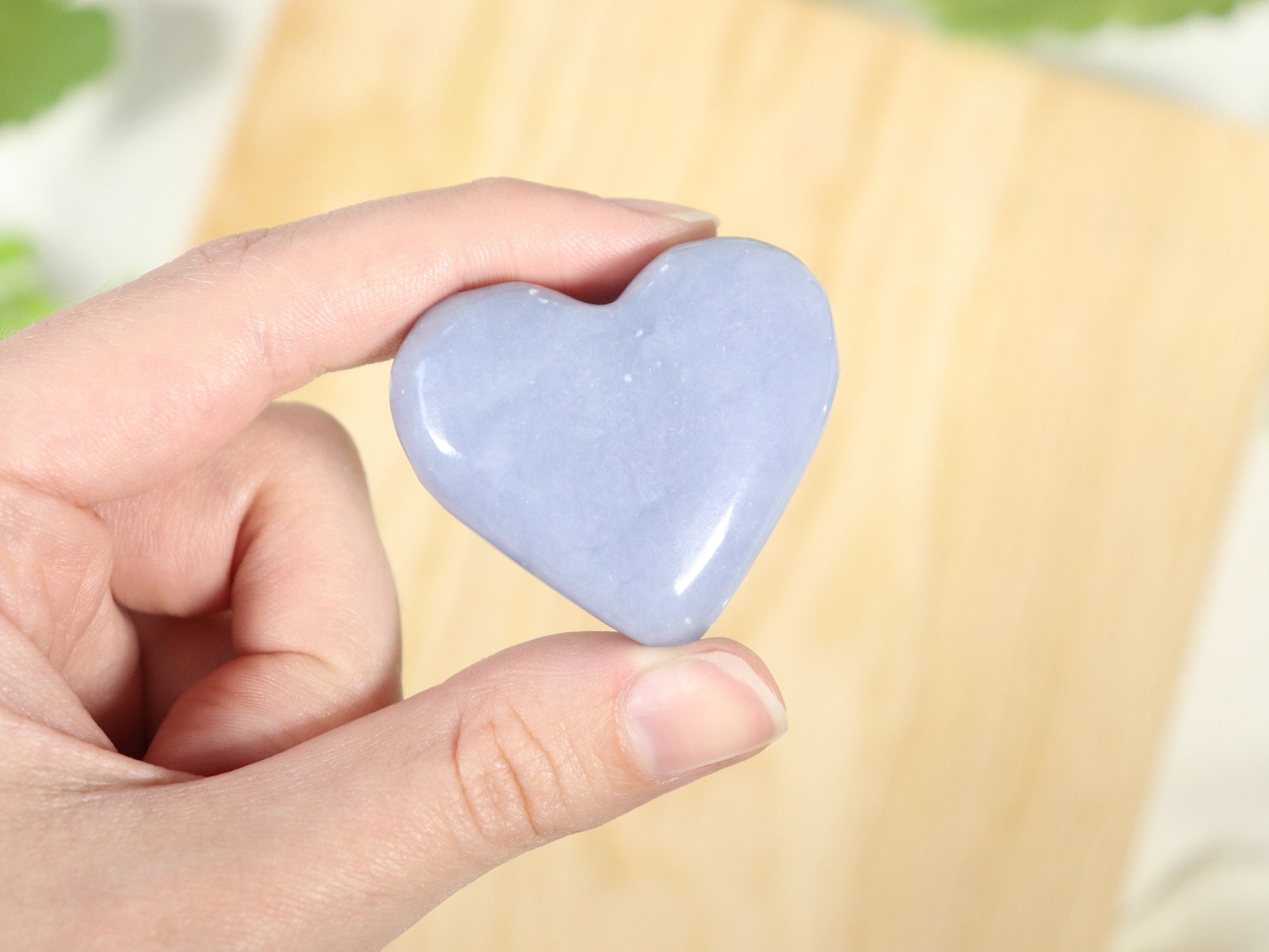 Natural Angelite Hearts, Angelite Guiding Crystal for Healing