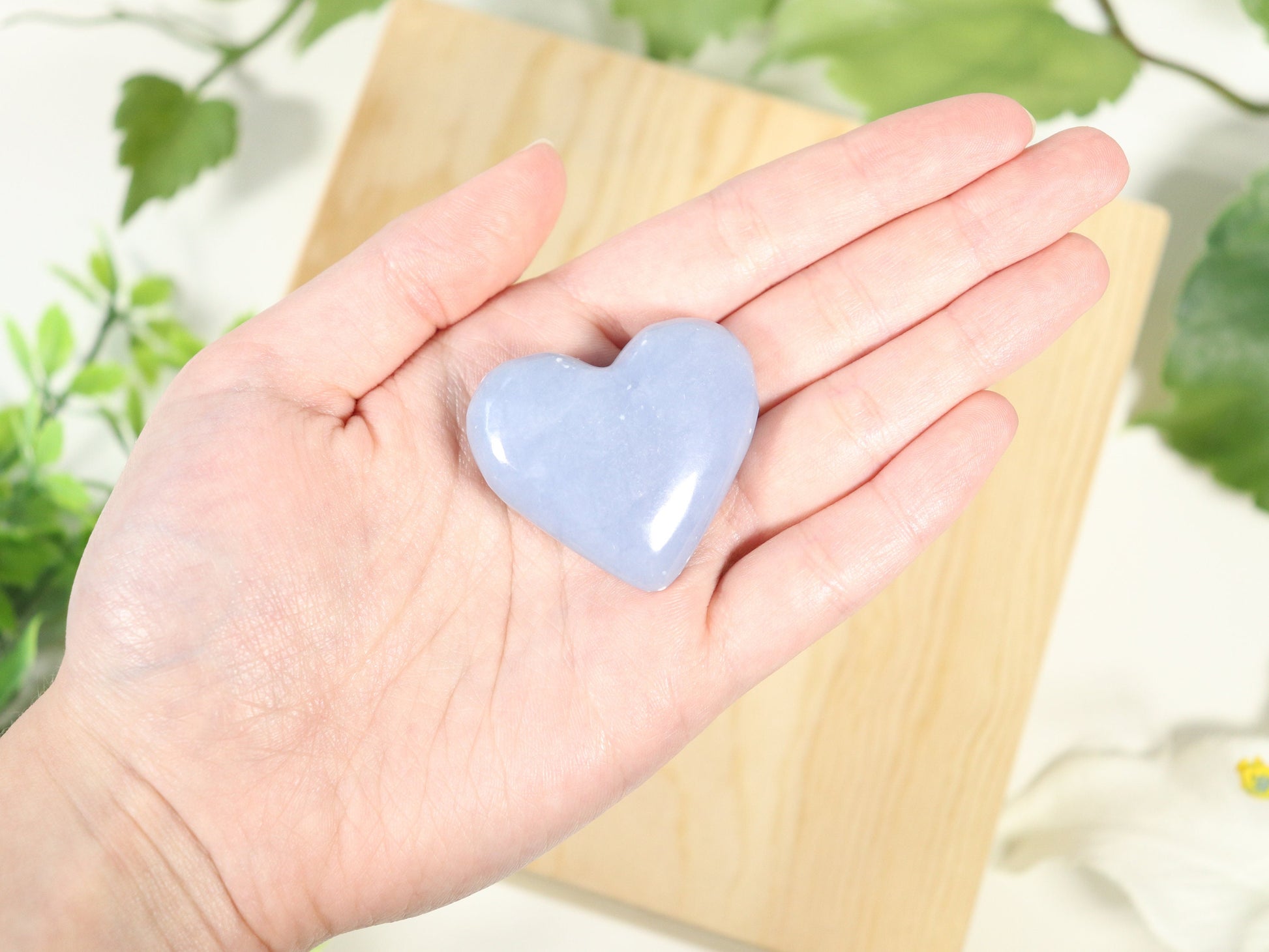 Natural Angelite Hearts, Angelite Guiding Crystal for Healing