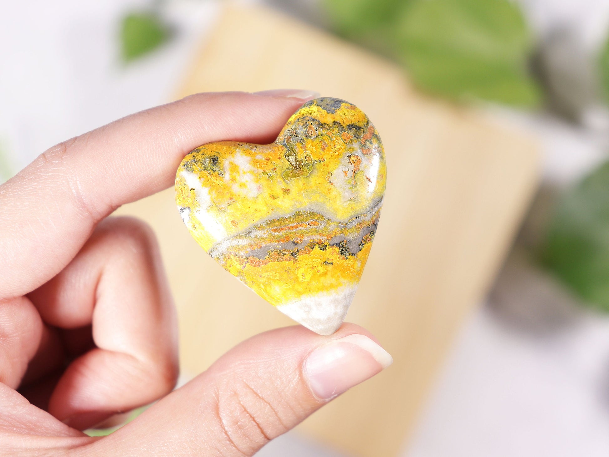 Bumble Bee Jasper, Crystal Heart, Natural Polished Gemstone, Ethically Sourced