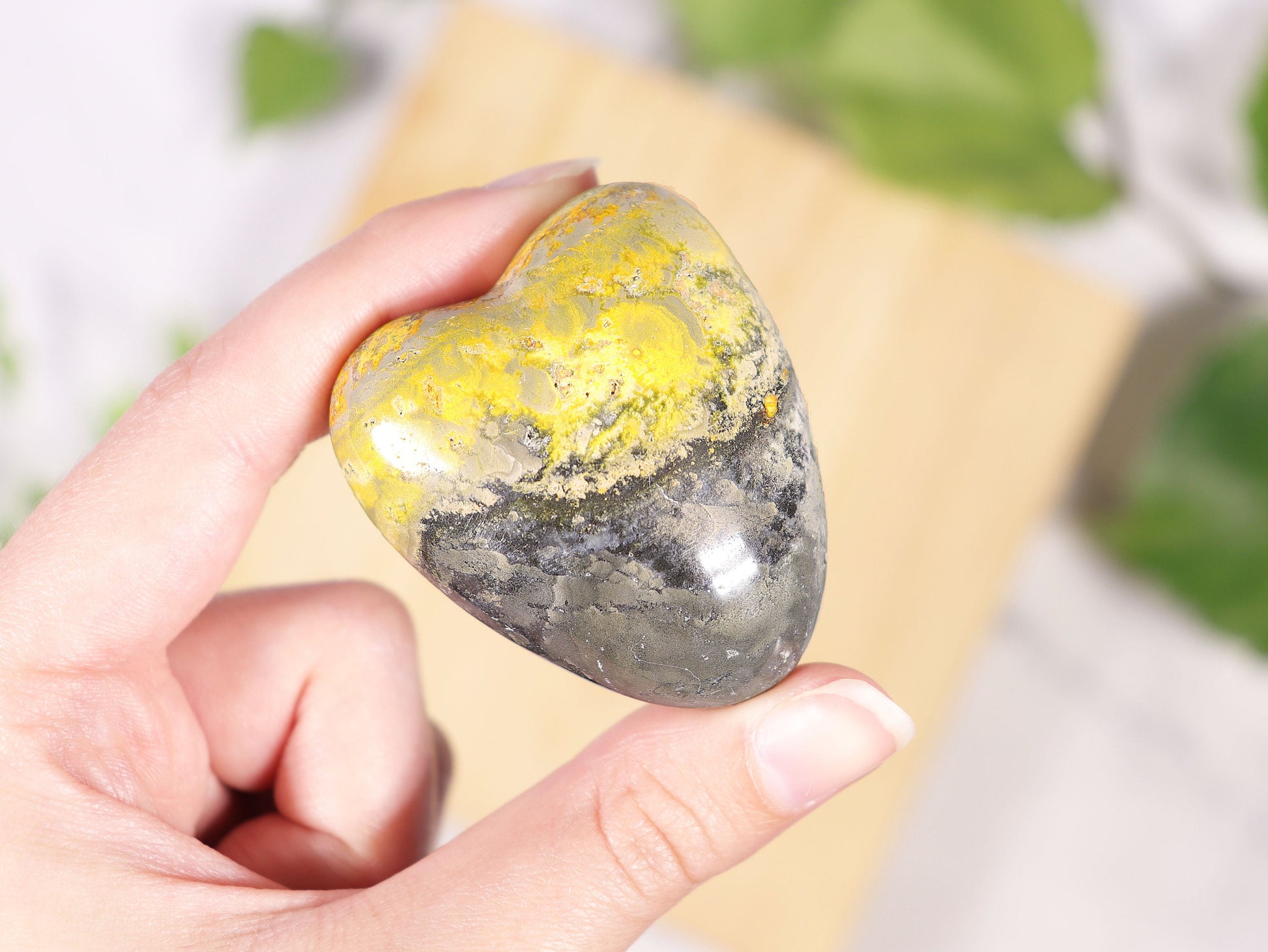 Bumble Bee Jasper, Crystal Heart, Natural Polished Gemstone, Ethically Sourced