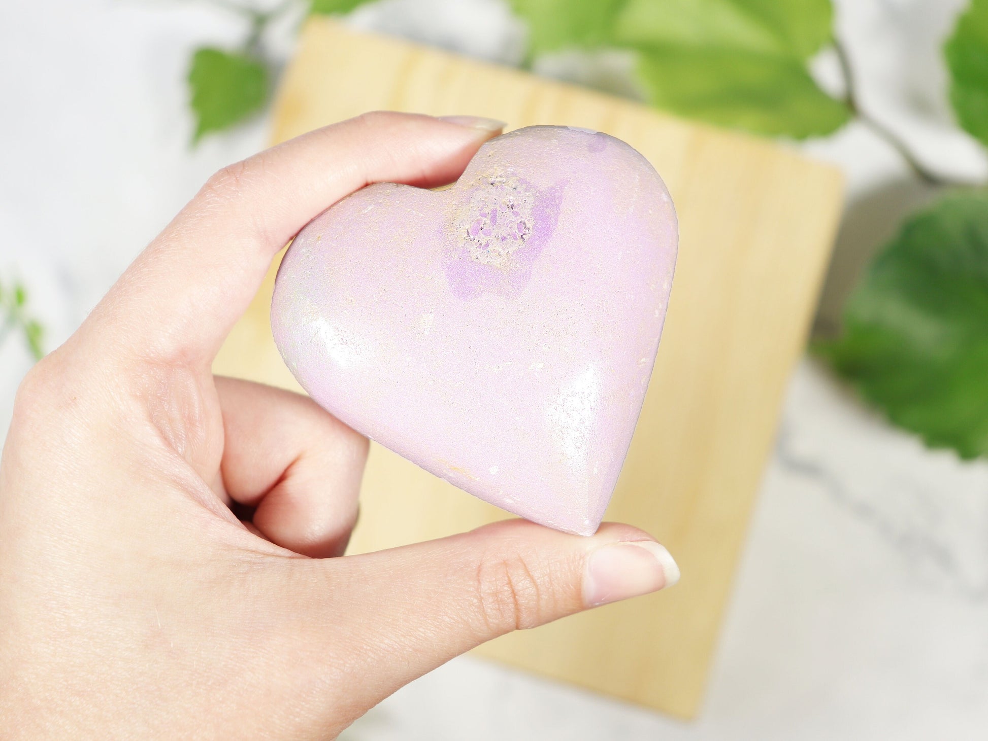 Natural Purple Phosphosiderite, Polished Crystal Heart, Ethically Sourced