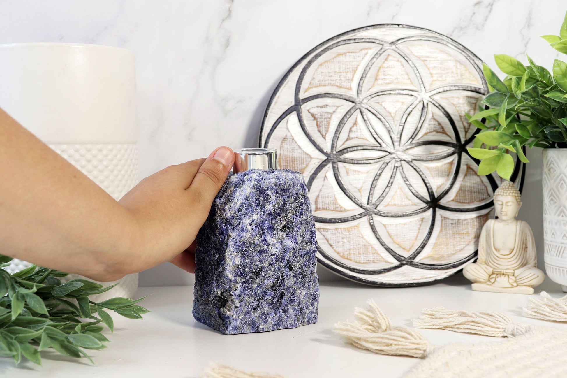 Sodalite Diffuser with Reed Sticks & Diffuser Oil, Perfect Christmas Present, Communication, Awareness, Stress Reliever, Ethically Sourced