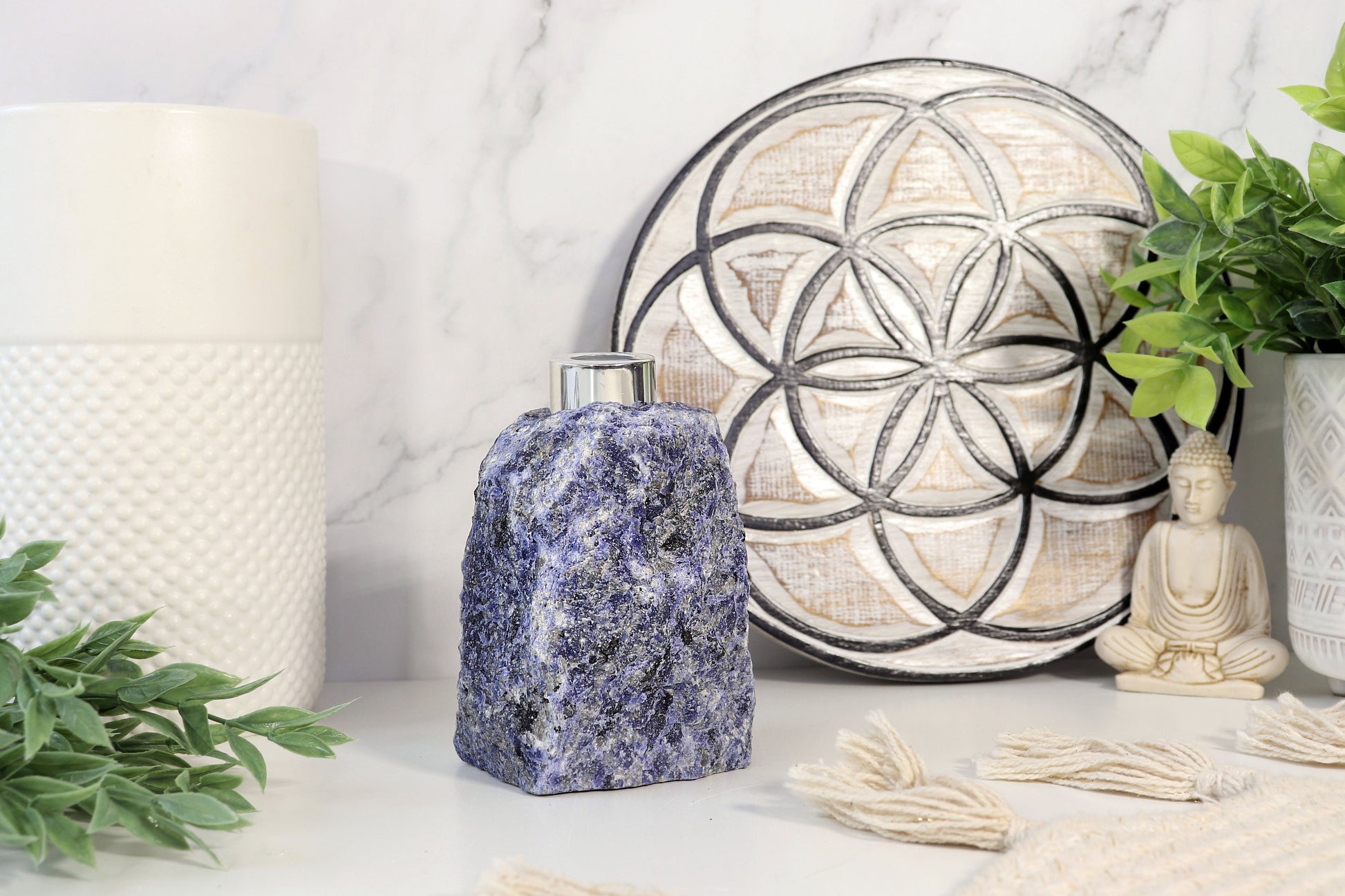 Sodalite Diffuser with Reed Sticks & Diffuser Oil, Perfect Christmas Present, Communication, Awareness, Stress Reliever, Ethically Sourced
