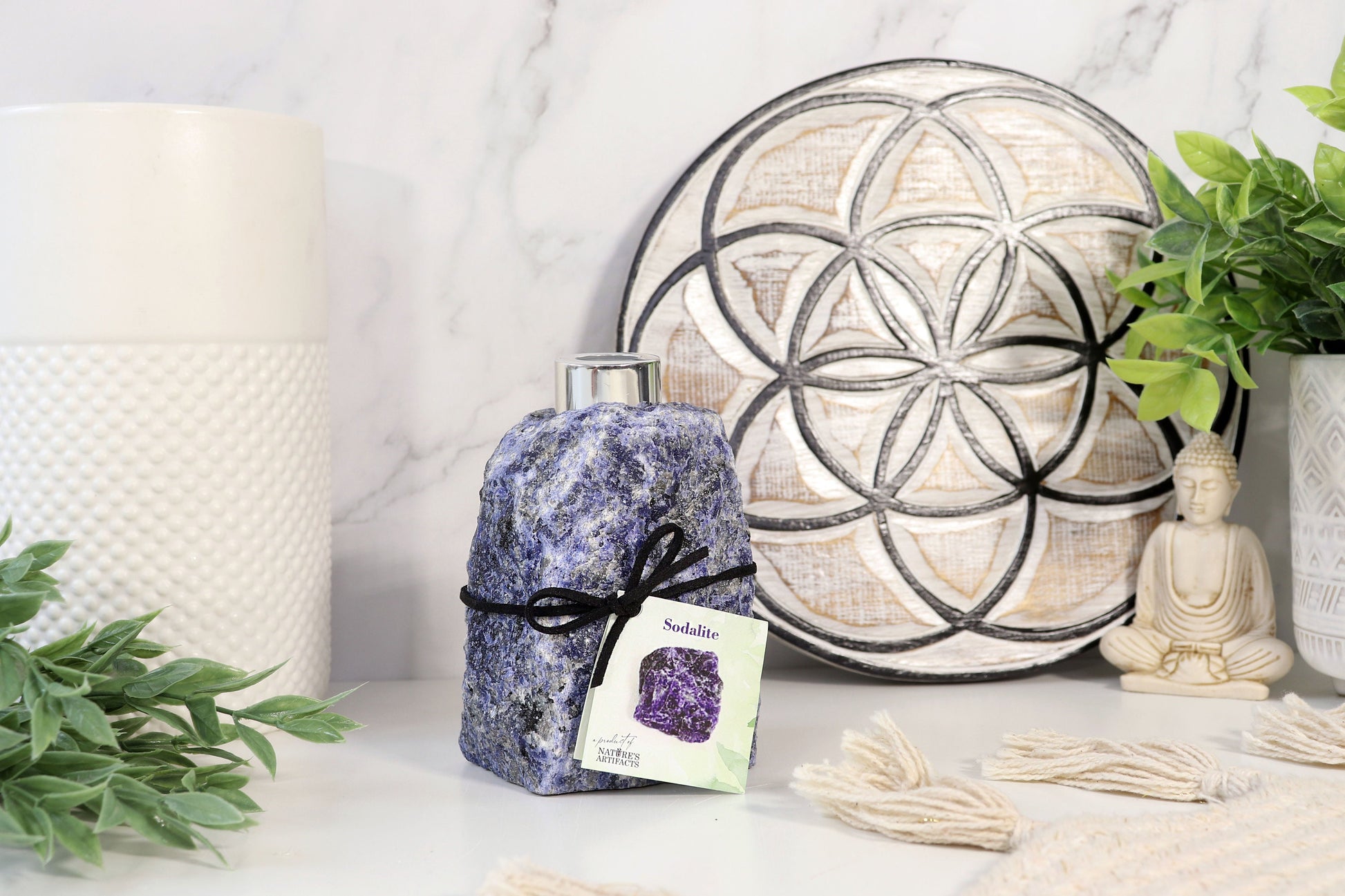 Sodalite Diffuser with Reed Sticks & Diffuser Oil, Perfect Christmas Present, Communication, Awareness, Stress Reliever, Ethically Sourced